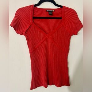 Sweaterworks Scarlet Ribbed Short Sleeve Top